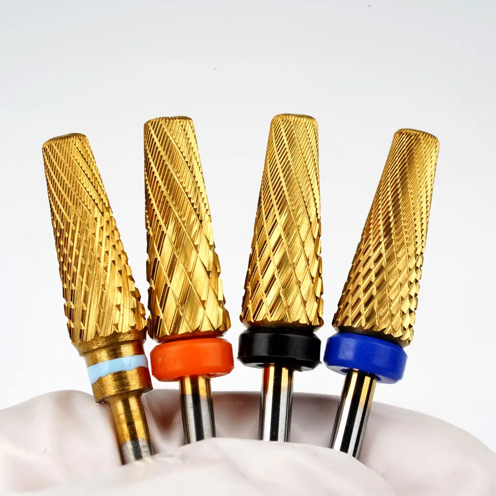 close-up tungsten carbide nail drill bit flute patterns