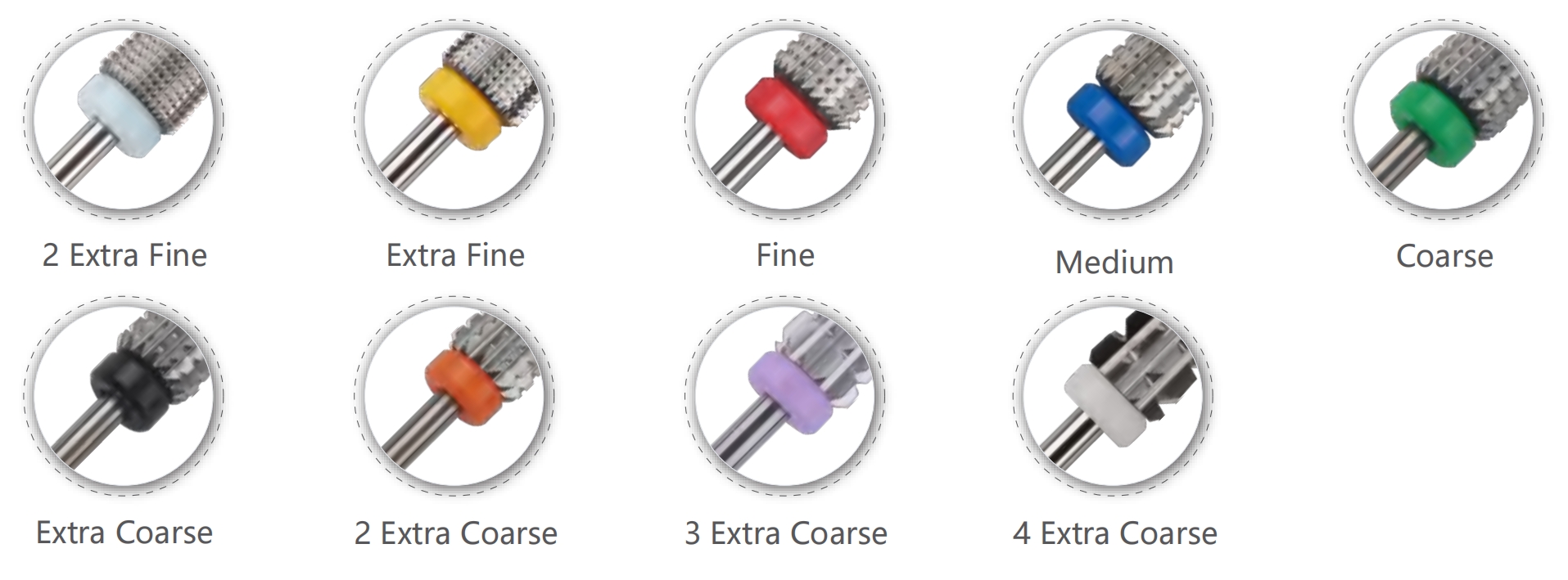 ceramic nail drill bit grit color ring identification
